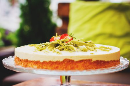 Cold cheesecake with green tea - free stock photo