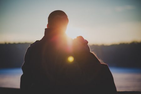 Couple watching sunset - free stock photo