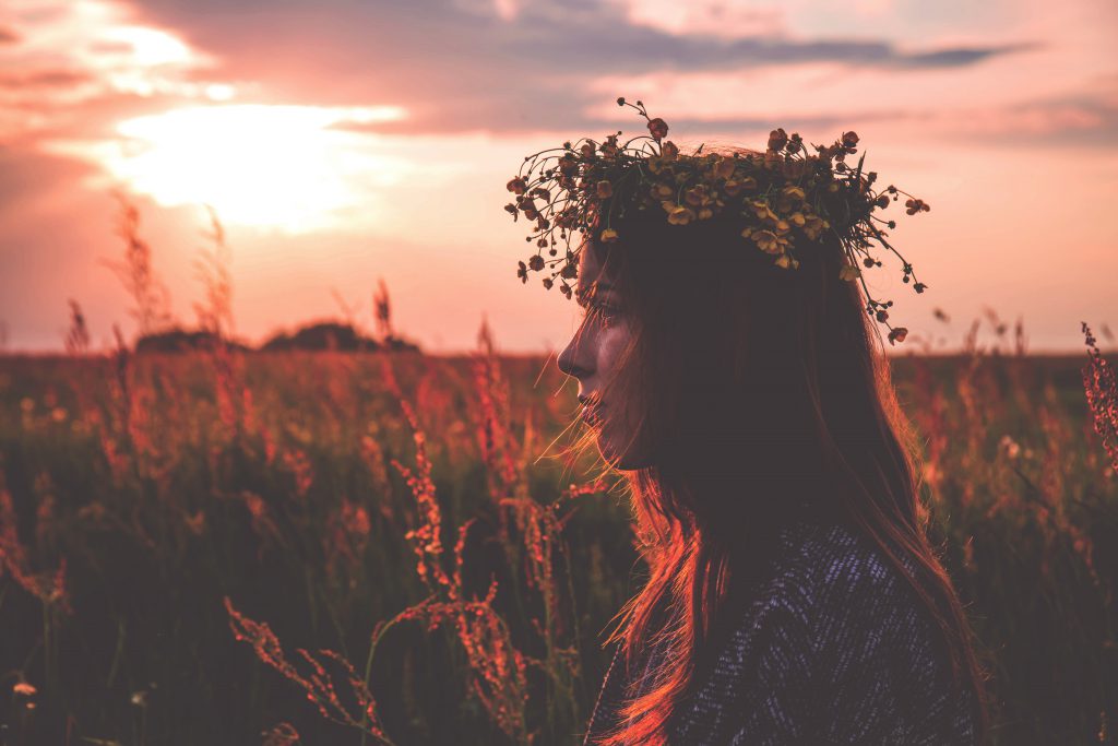 Young woman wearing a wreath - free stock photo