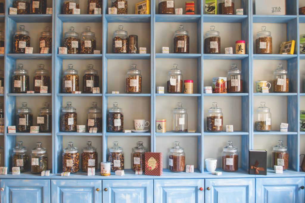 Blue tea cupboard - free stock photo