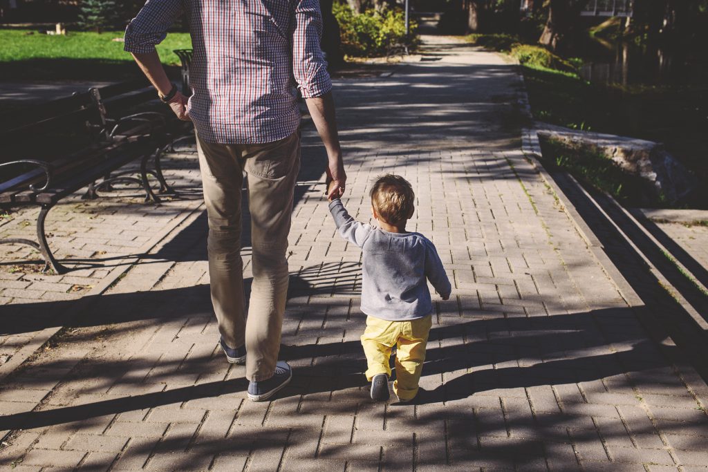 Father and son walking - free stock photo