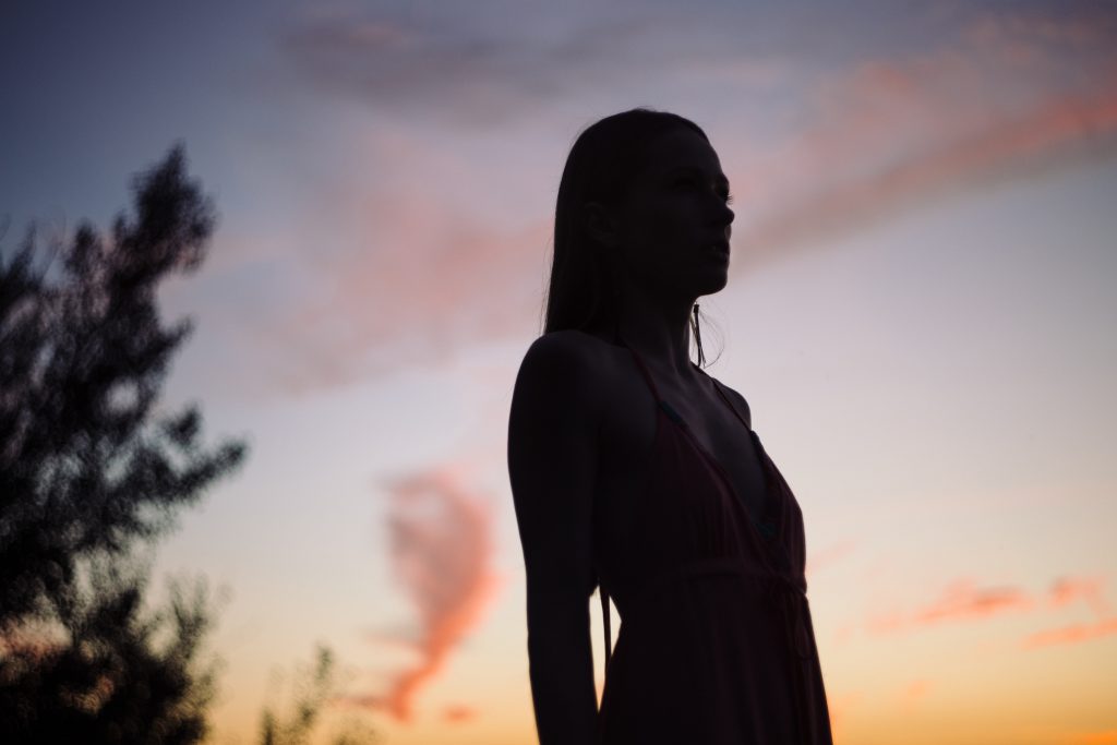 Girl at late sunset - free stock photo