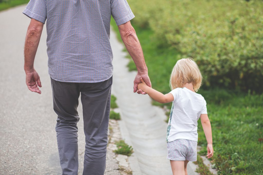 Grandpa and granddaughter - free stock photo