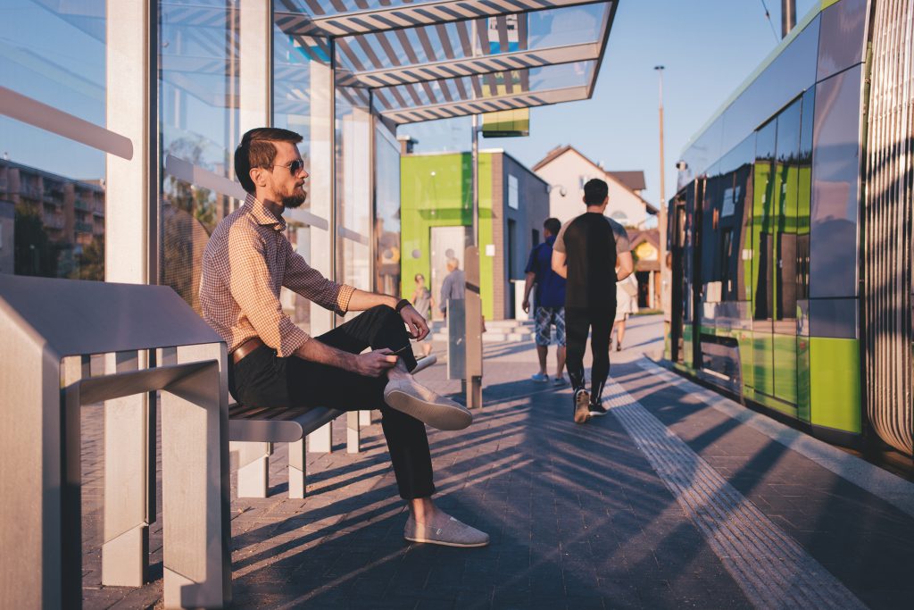 People at tram stop - free stock photo