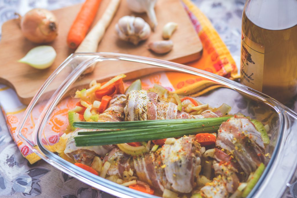 Raw chicken legs wrapped in bacon 2 - free stock photo