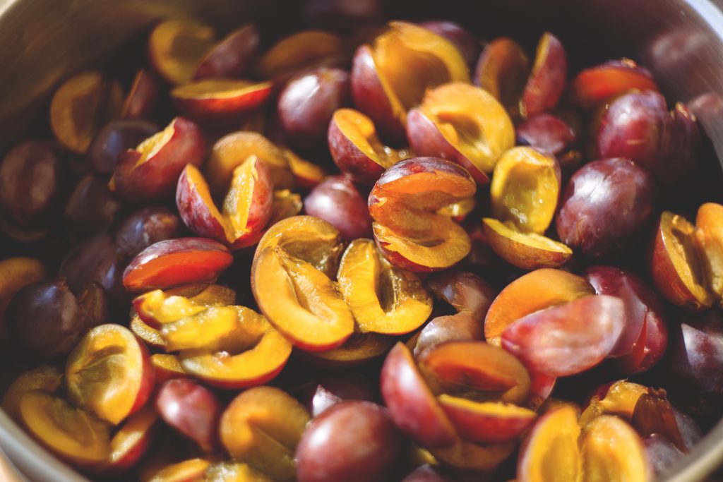 Stoned plums - free stock photo