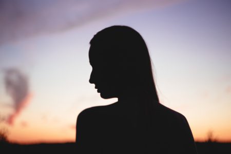 Girl’s head silhouette at sunset 2 - free stock photo