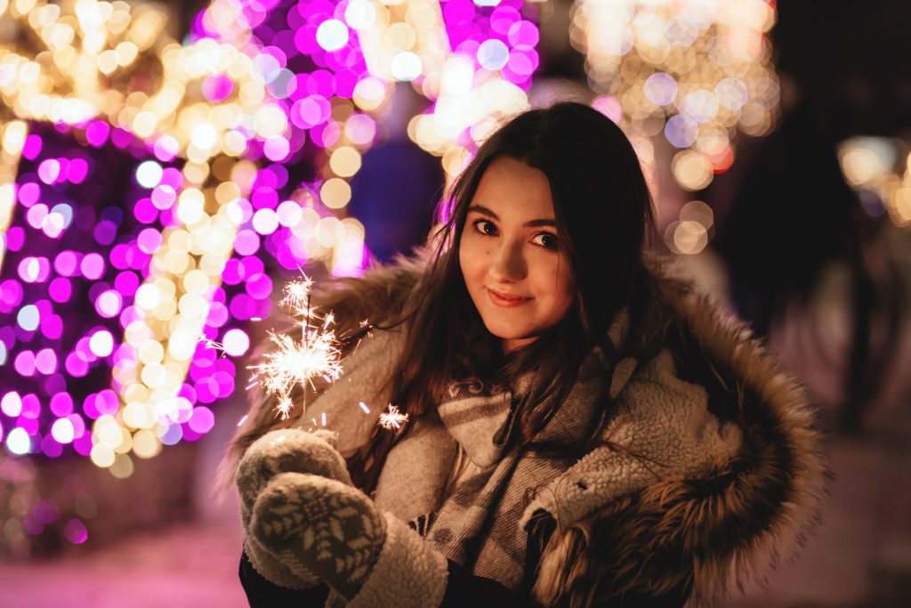 Girl holding a sparkler 2 - free stock photo