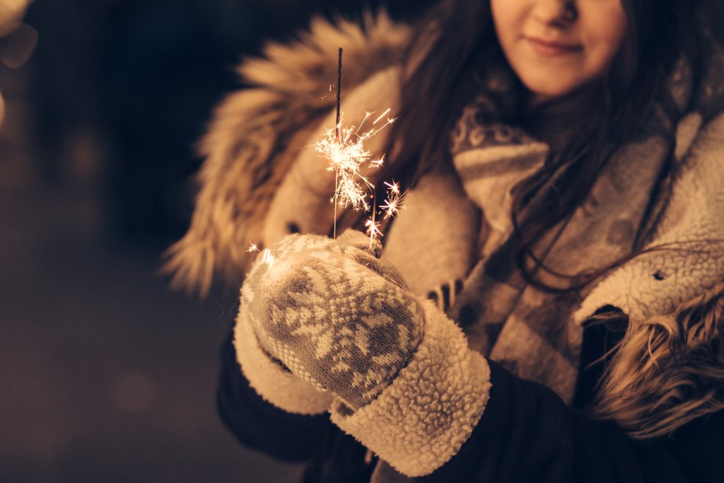 Girl holding a sparkler 3 - free stock photo