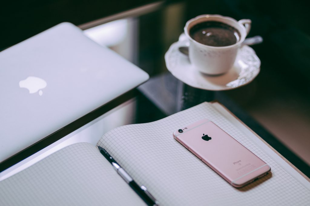 iPhone, MacBook and coffee - free stock photo