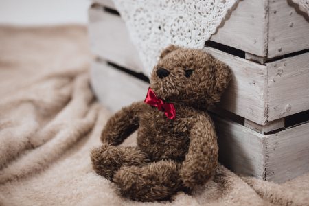 Teddy with red bow tie - free stock photo