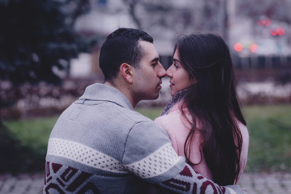 A couple about to kiss - free stock photo
