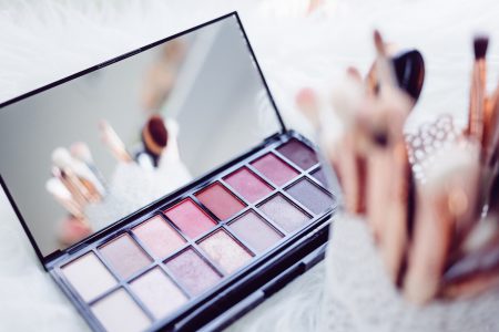 Makeup brushes and eyeshadows - free stock photo
