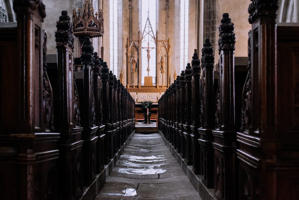 Gothic church aisle - free stock photo