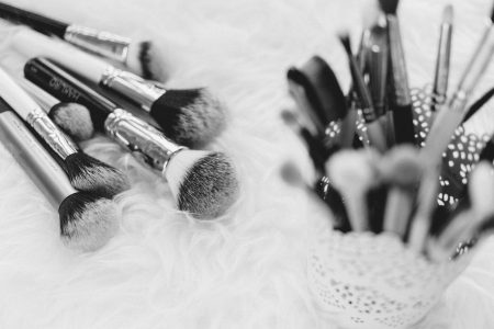 Makeup brushes in b&w - free stock photo