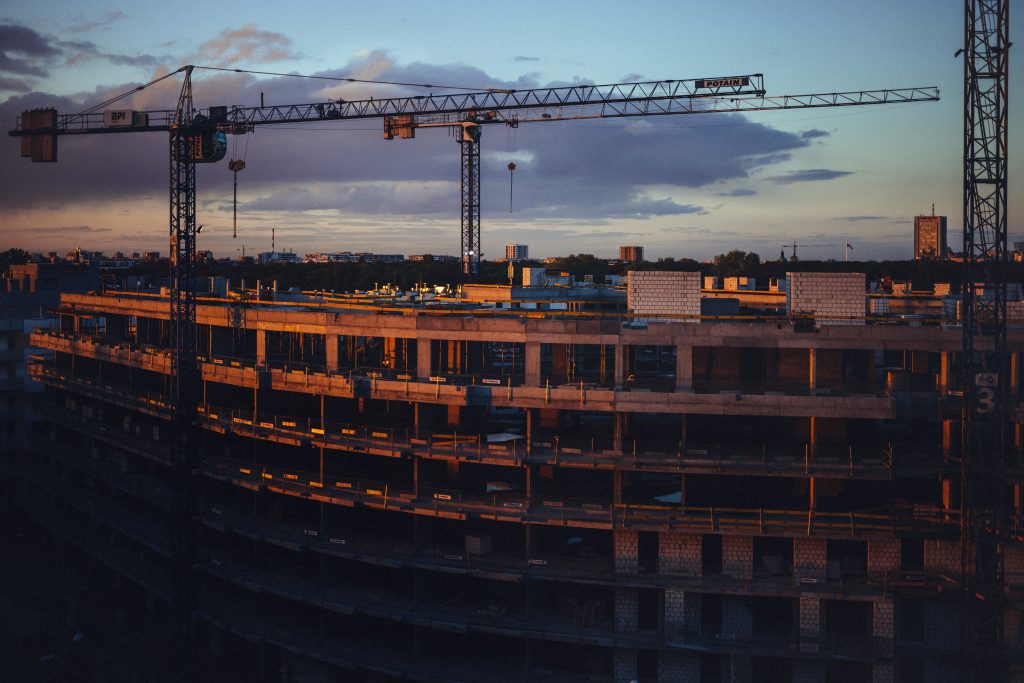 Construction site at sunset - free stock photo