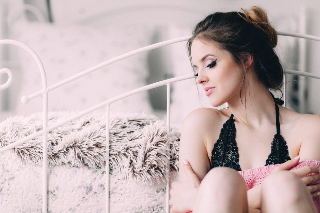 A woman in lace lingerie - free stock photo