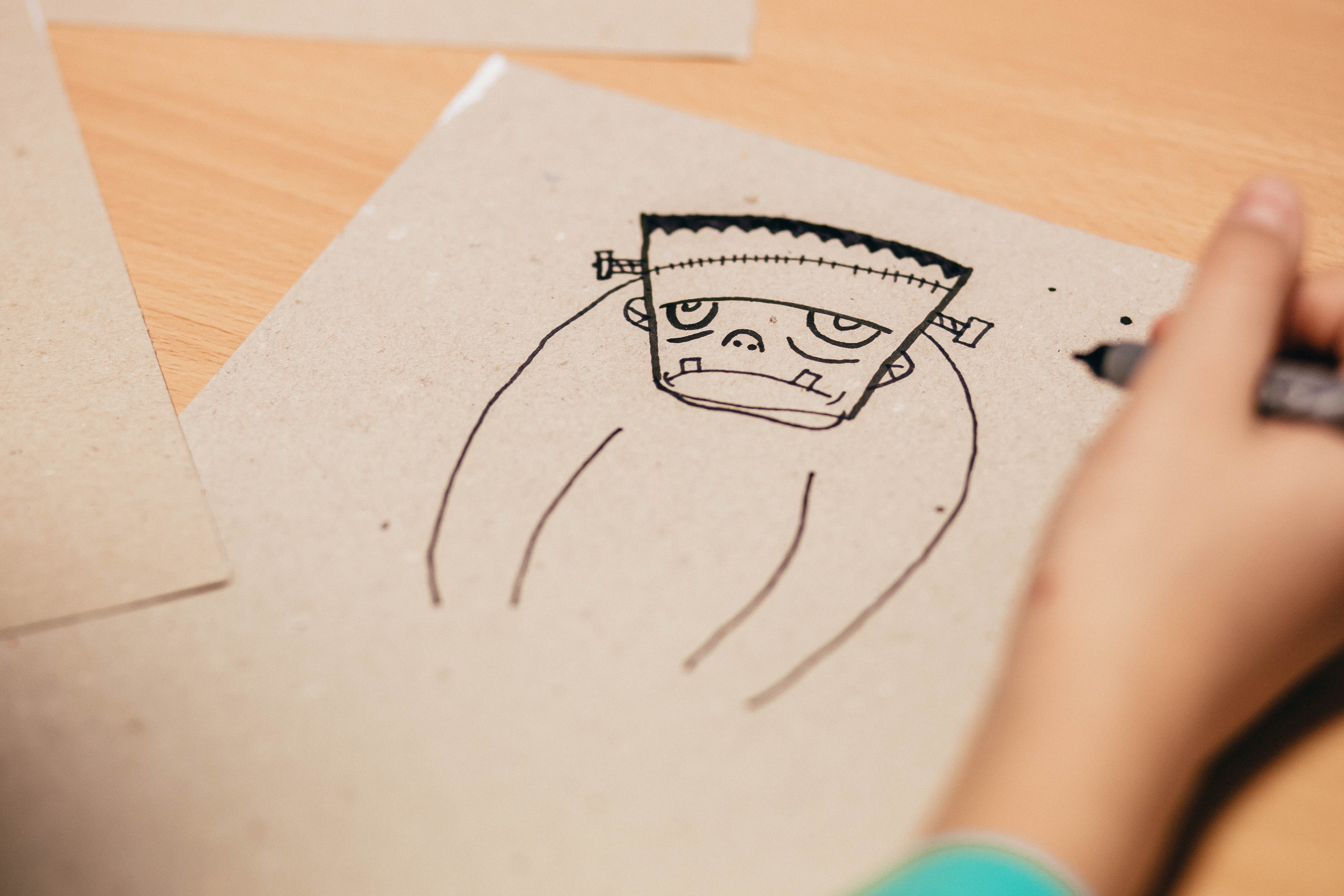 frankenstein face drawing for kids