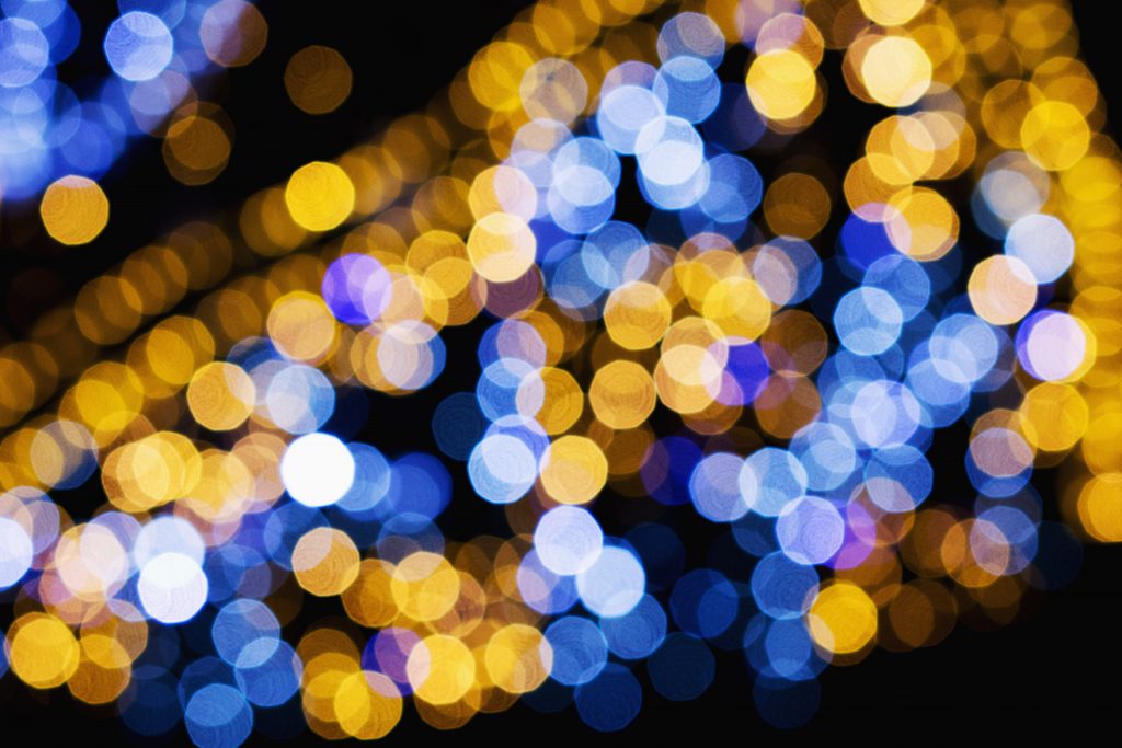 Blue and yellow bokeh - free stock photo