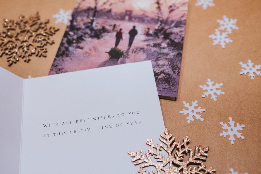 Christmas card and snowflakes - free stock photo