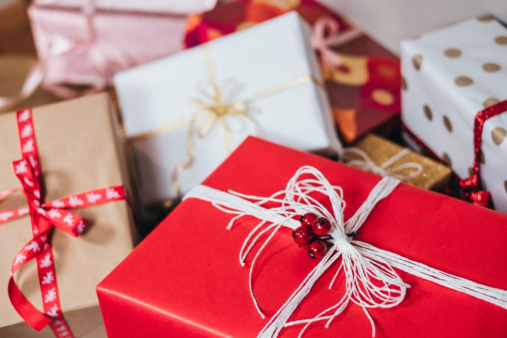 Christmas gifts pile - free stock photo