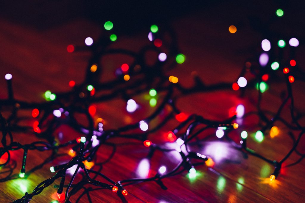 Christmas lights on the floor - free stock photo