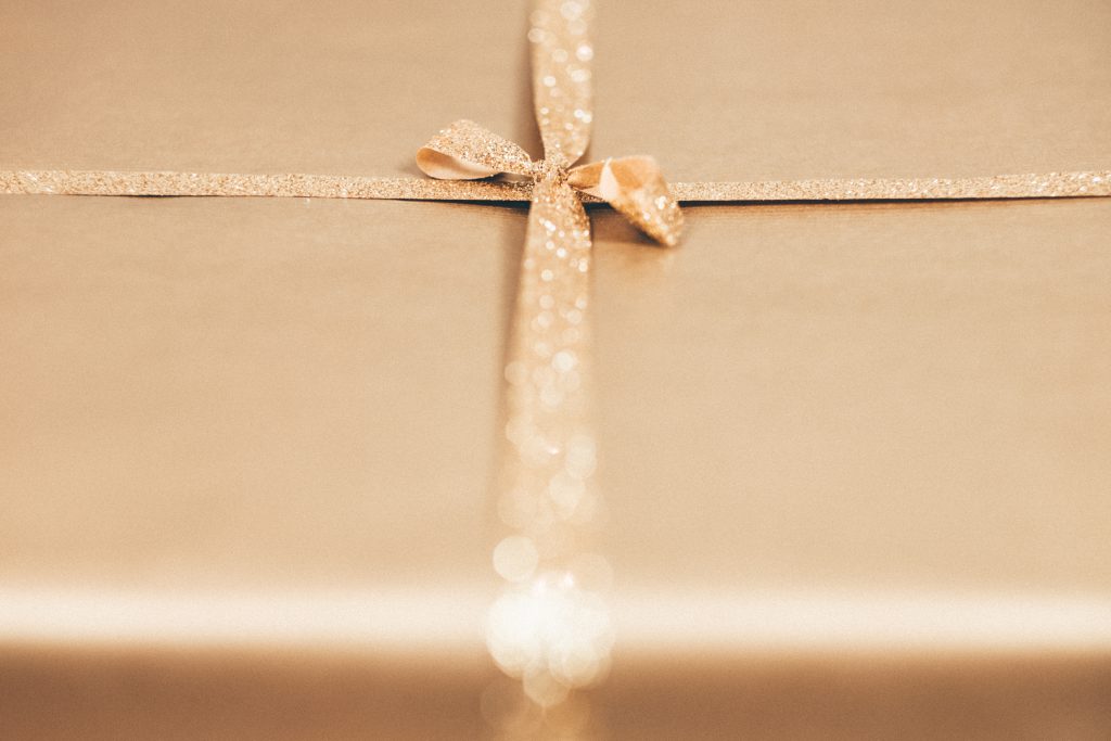 Gold Christmas gift - free stock photo