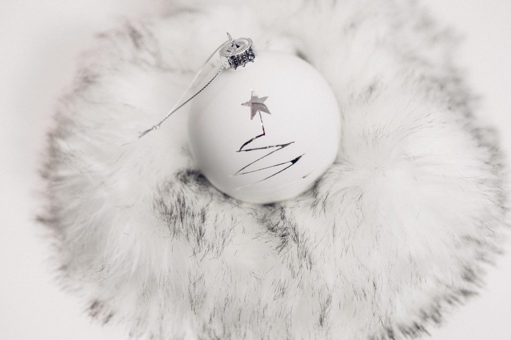 White and silver bauble - free stock photo