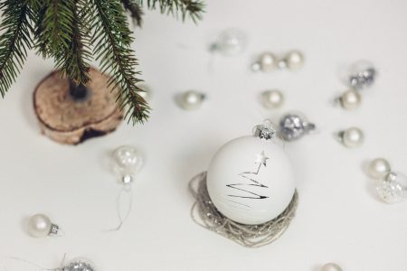 White and silver baubles - free stock photo