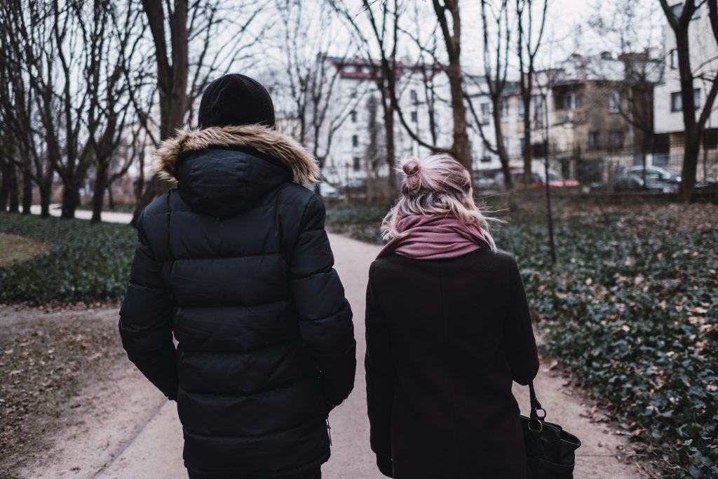 Two people walking in the park - free stock photo