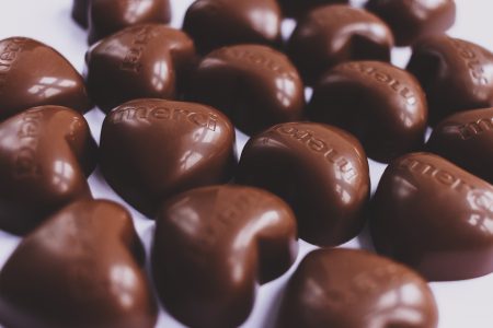 Heart shaped chocolates closeup - free stock photo
