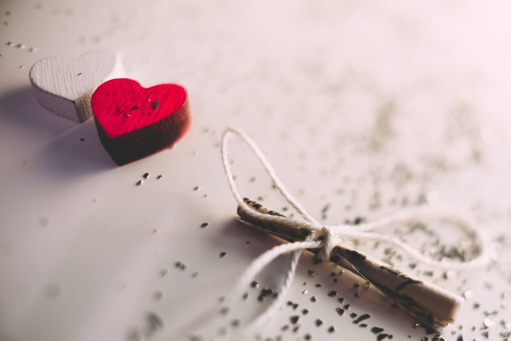 Tiny letter and wooden hearts 2 - free stock photo