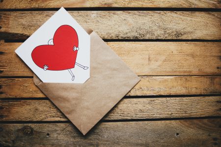 Valentines card on a wooden box - free stock photo