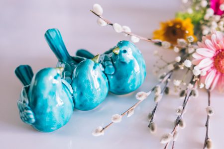 Ceramic birds and Easter palm - free stock photo