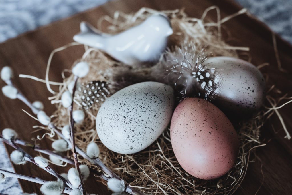 Easter eggs and ceramic bird 2 - free stock photo