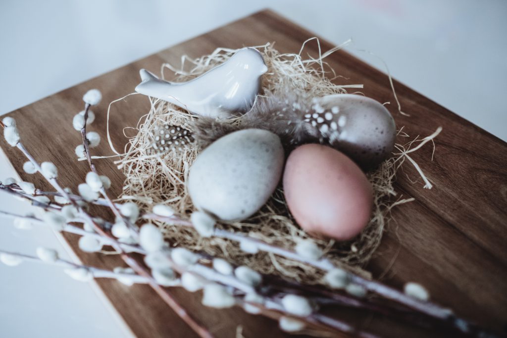 Easter eggs and ceramic bird 3 - free stock photo