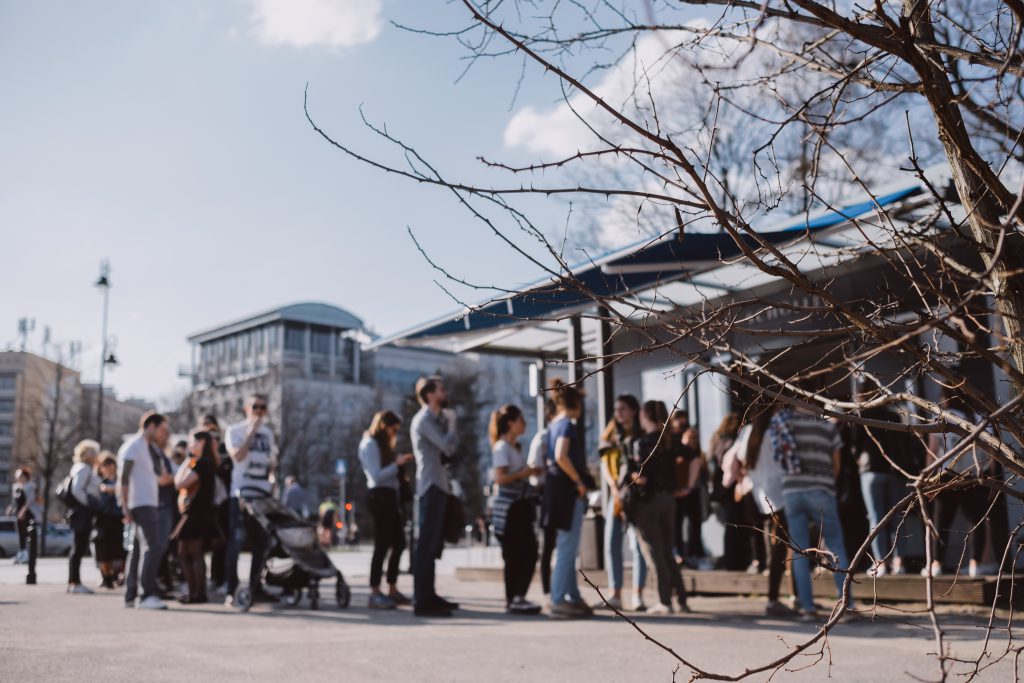 Long queue outdoors - free stock photo