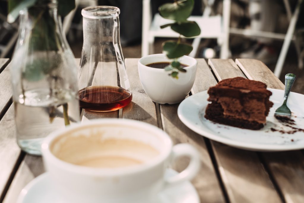 Coffee and a chocolate cake - free stock photo