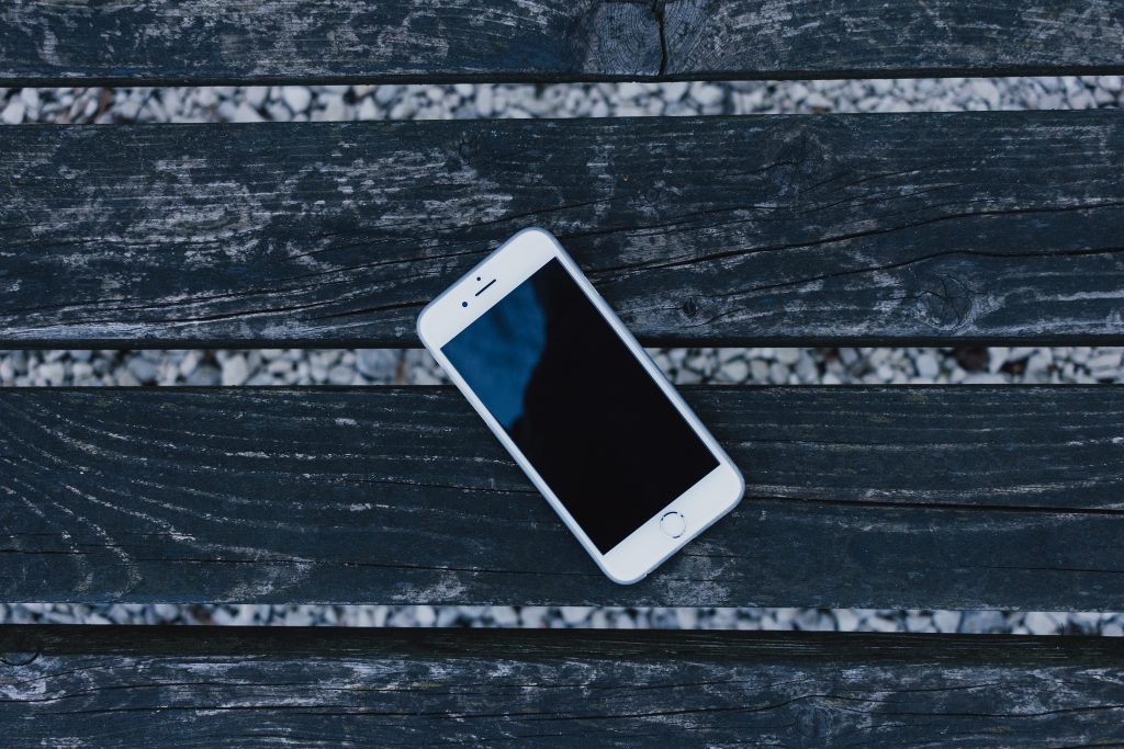 iPhone on a wooden bench 2 - free stock photo