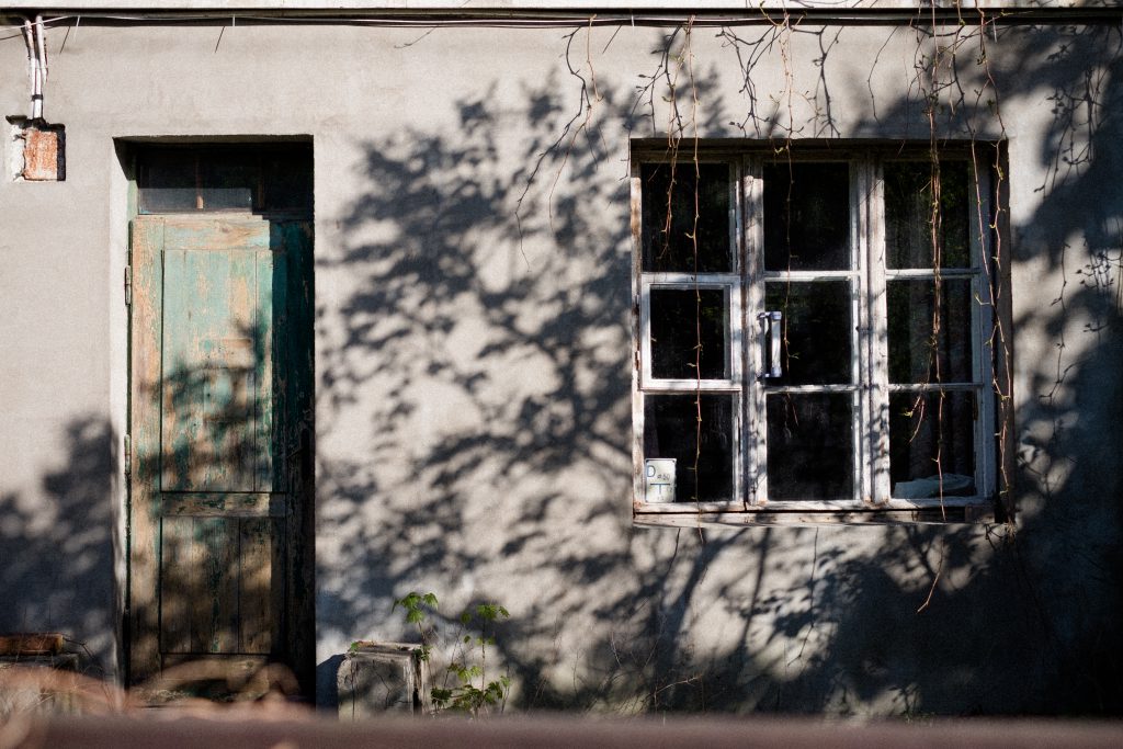 Old house front door and window - free stock photo