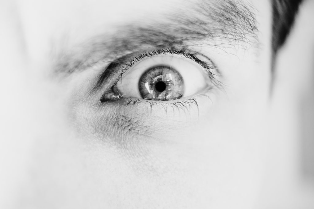 single male eye in black and white 2