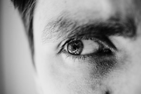 Single male eye in black and white 4 - free stock photo