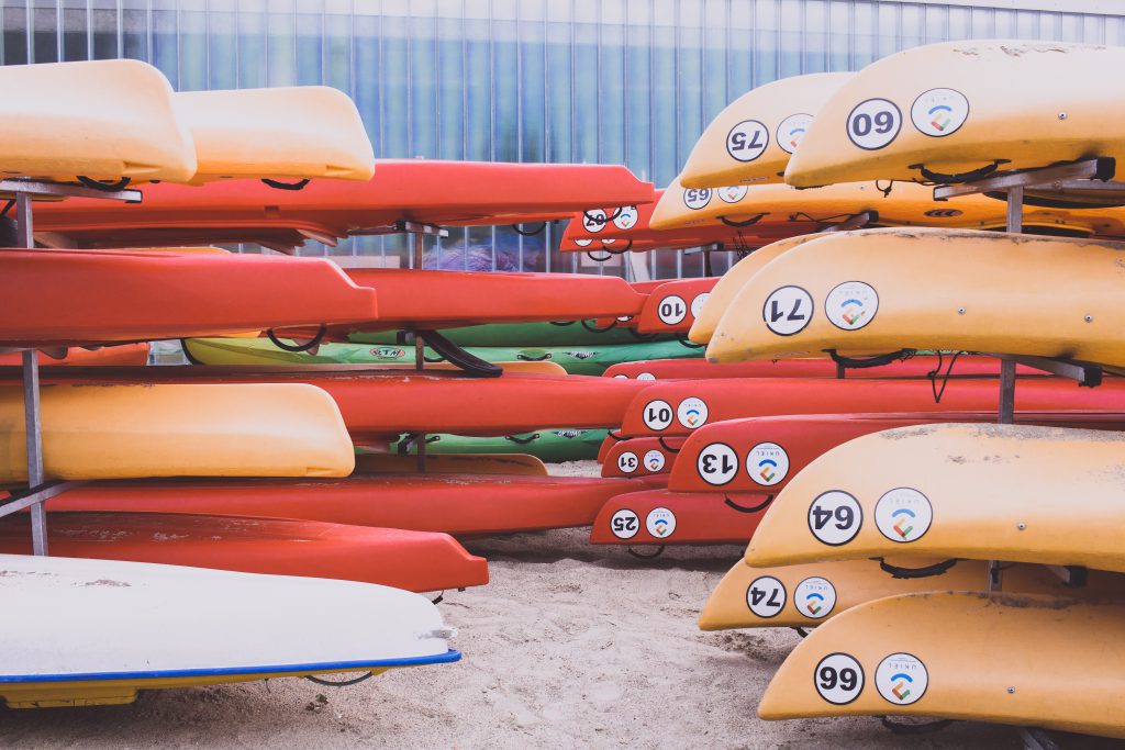 Kayaks in the racks - free stock photo