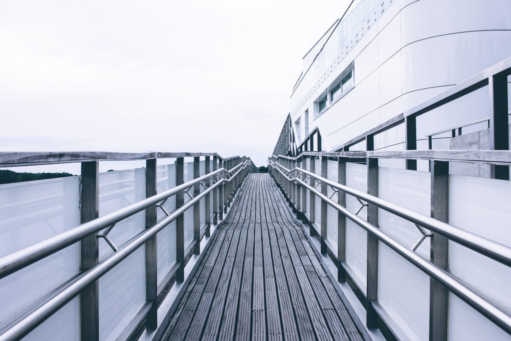 Pedestrian overpass at the harbor - free stock photo