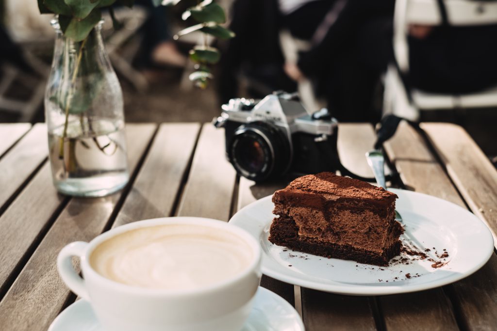 Coffee, chocolate cake and an analog camera 2 - free stock photo