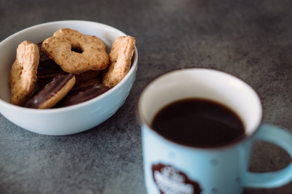 Biscuits and black coffee - free stock photo