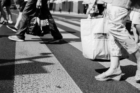 Pedestrian crossing in black and white - free stock photo