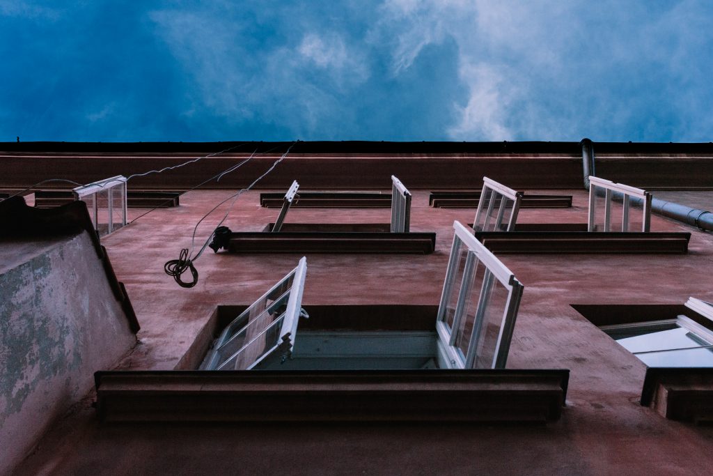 Tenement house open old windows - free stock photo