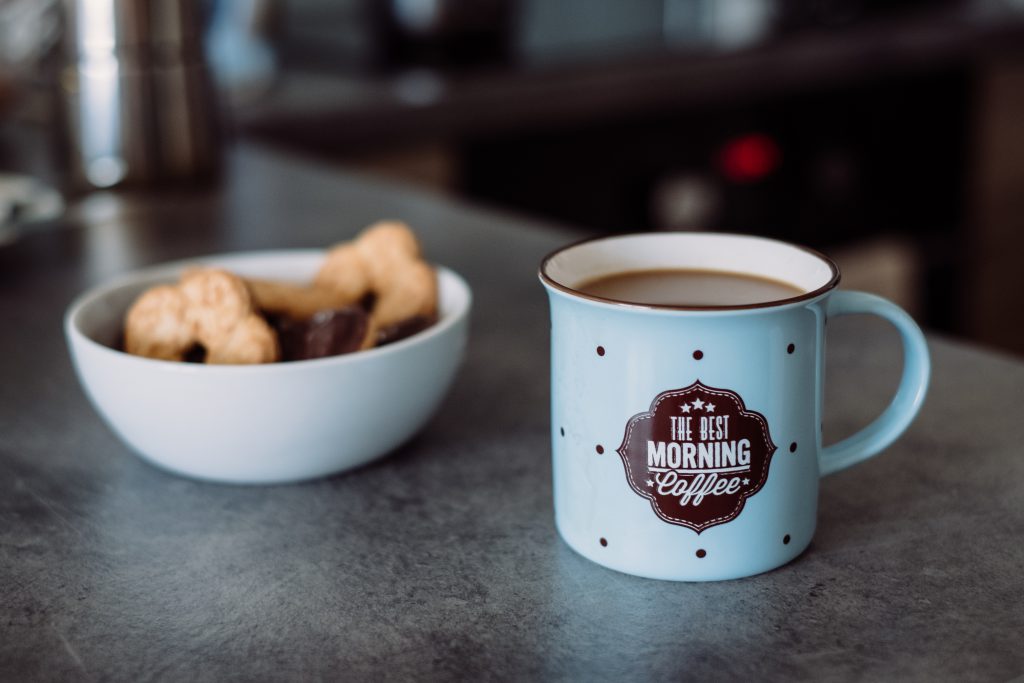 White coffee and biscuits - free stock photo