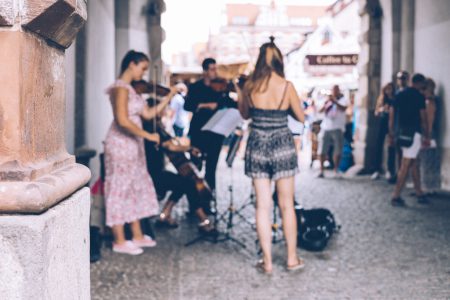 People playing classical music in the old town - free stock photo